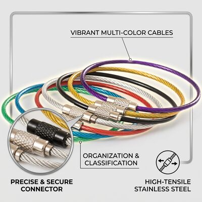 Wire Rope Key Ring Loop 1.0mm Stainless Cable Tag for Plush Doll Toy Pendant 12cm
