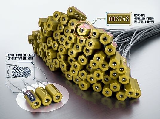 SS-013-1200 Flat Rectangular Double Chamber Cable Security Seal 1200mm Steel Wire Rope Rail Tank Car Hatch Lock