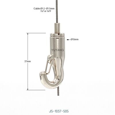 1.2-2.0mm Wire Rope Hook Gripper Compatible 7x7 1x19 Cable for Ceiling Signage Suspension Systems