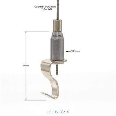 1.2-2.0mm Wire Rope Hook Gripper Compatible 7x7 1x19 Cable for Ceiling Signage Suspension Systems