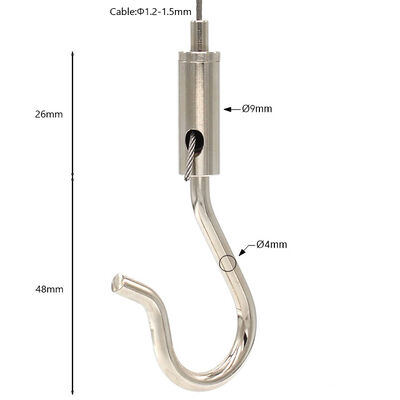 1.2-2.0mm Wire Rope Hook Gripper Compatible 7x7 1x19 Cable for Ceiling Signage Suspension Systems
