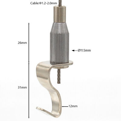 Wide Arc J Hook Cable Gripper 2.0mm Wire Rope Billboard Suspension Hardware for Large Format Signage Display