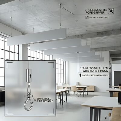 1.2mm Stainless Steel Wire Rope Acoustic Panel Suspension Kit 1 Meter Adjustable Brass Gripper Hook Set