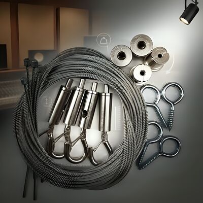 1.5mm Steel Wire Rope Acoustic Panel Hanging Kit 1.5 Meter Chrome Gripper for Recording Studio Wall Panels
