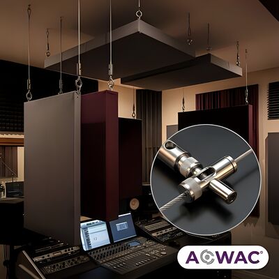 1.5mm Steel Wire Rope Acoustic Panel Hanging Kit 1.5 Meter Chrome Gripper for Recording Studio Wall Panels