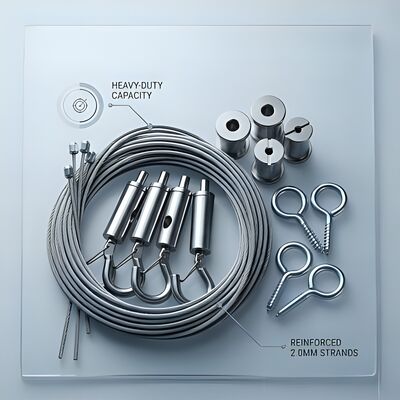 2.0mm Galvanized Wire Rope Ceiling Suspension Kit 2 Meter Snap Hook Gripper for Gymnasium Auditorium Acoustic Baffles