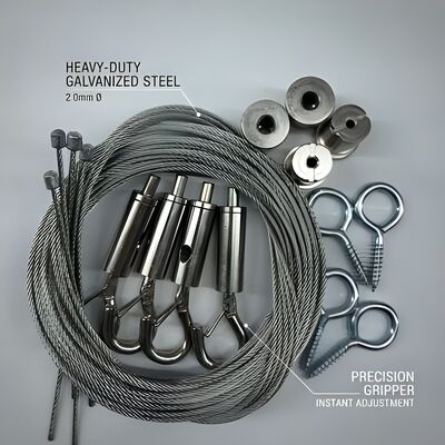 2.0mm Galvanized Wire Rope Ceiling Suspension Kit 2 Meter Snap Hook Gripper for Gymnasium Auditorium Acoustic Baffles