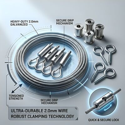 2.0mm Galvanized Wire Rope Ceiling Suspension Kit 2 Meter Snap Hook Gripper for Gymnasium Auditorium Acoustic Baffles