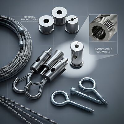 1.2mm Aircraft Cable Panel Hanging Kit 3 Meter Adjustable Brass Gripper for Art Gallery Display Board