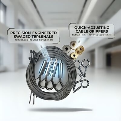 1.5mm Wire Rope Acoustic Wall Panel Suspension Kit Quick Snap Hook Ceiling Anchor for Hotel Lobby Interior