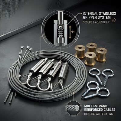 1.5mm Wire Rope Acoustic Wall Panel Suspension Kit Quick Snap Hook Ceiling Anchor for Hotel Lobby Interior