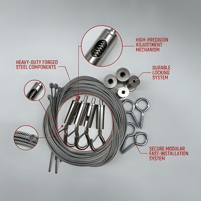 2.0mm Stainless Steel Cable Suspension Kit 2 Meter Leveling Gripper for Airport Terminal Ceiling Cloud